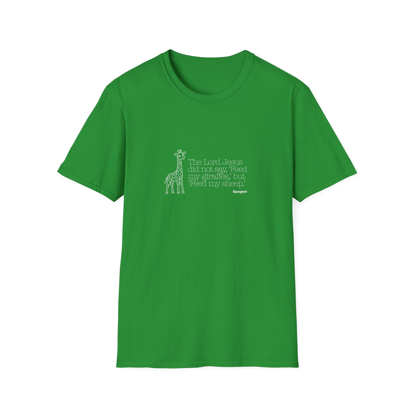 “Feed My Sheep” Spurgeon Giraffe Tee – KidMin Theology Shirt - Unisex Softstyle T-Shirt - Sunday School - Children's Ministry