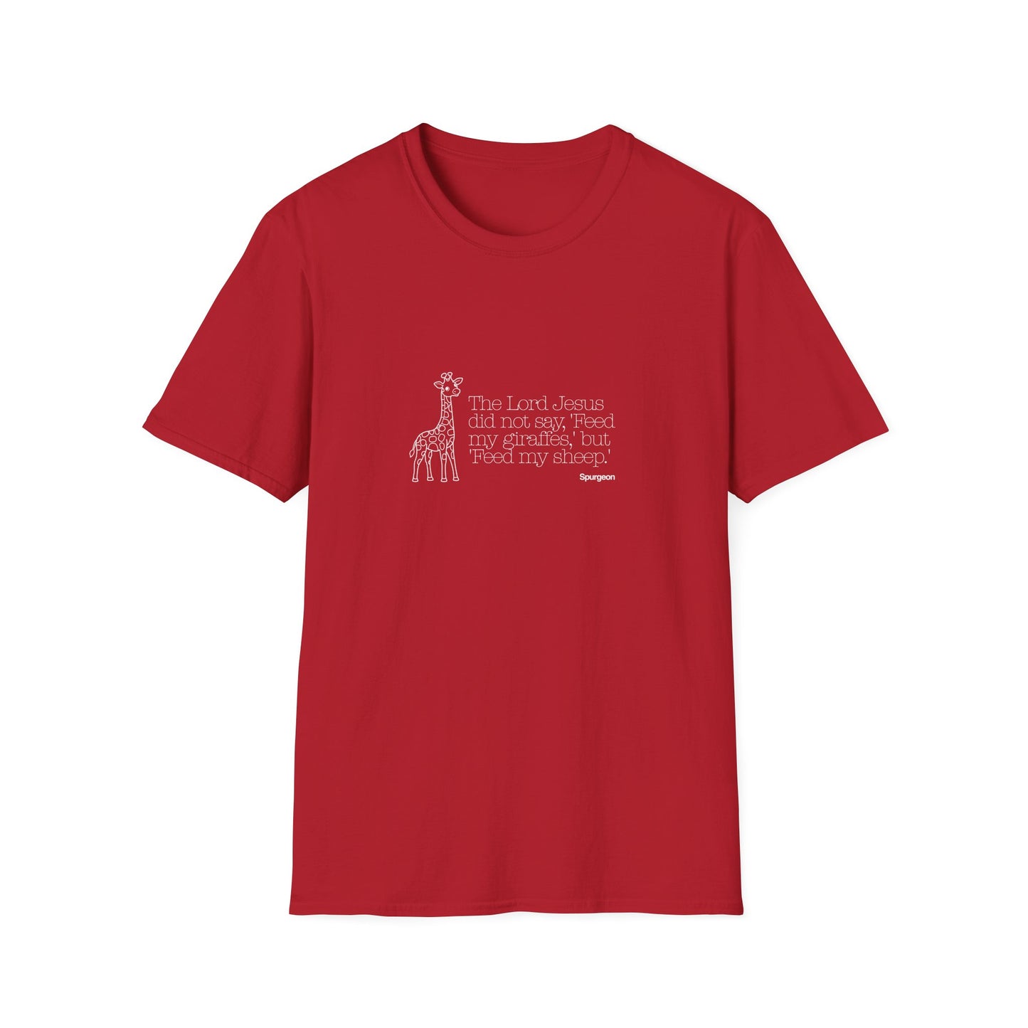 “Feed My Sheep” Spurgeon Giraffe Tee – KidMin Theology Shirt - Unisex Softstyle T-Shirt - Sunday School - Children's Ministry