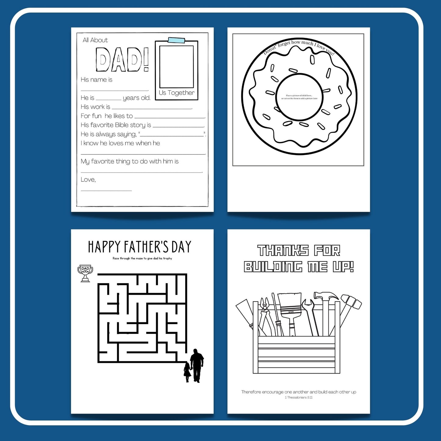Father's Day Freebie - 10 Printable Activity Sheets (download only)