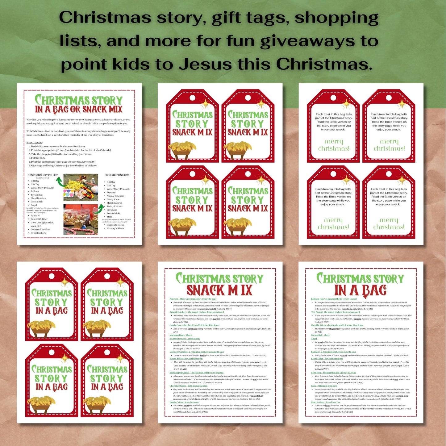 Christmas Story in a Bag (Free Resource)