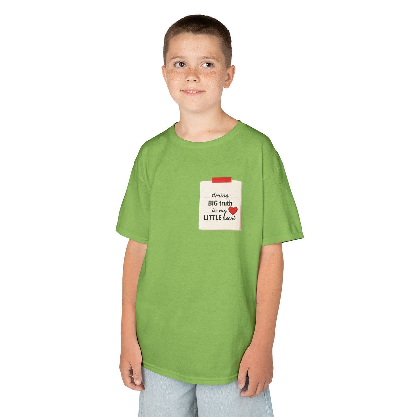 Storing Big Truth in My Little Heart – Kids Bible Memory Tee- Sunday School - Kids T-Shirt, Sweet Gift for Kids, Cute Family Outfits, Everyday Comfort Wear