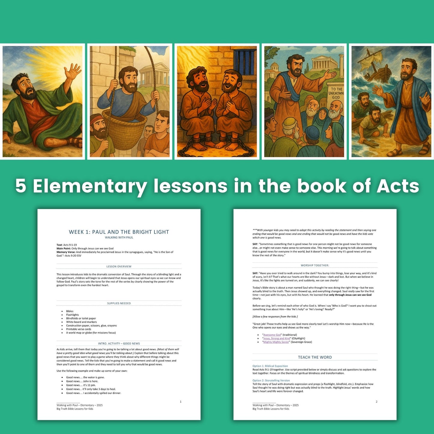 Walking with Paul - Acts - 5 Bible Lessons for Ages 5-11 - Sunday School Series