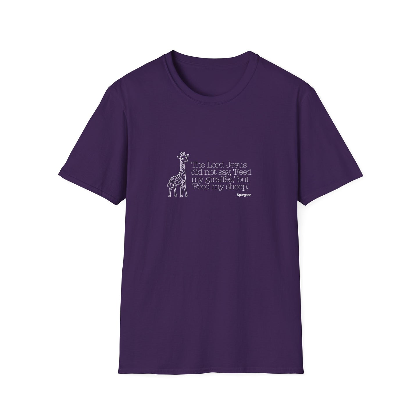 “Feed My Sheep” Spurgeon Giraffe Tee – KidMin Theology Shirt - Unisex Softstyle T-Shirt - Sunday School - Children's Ministry