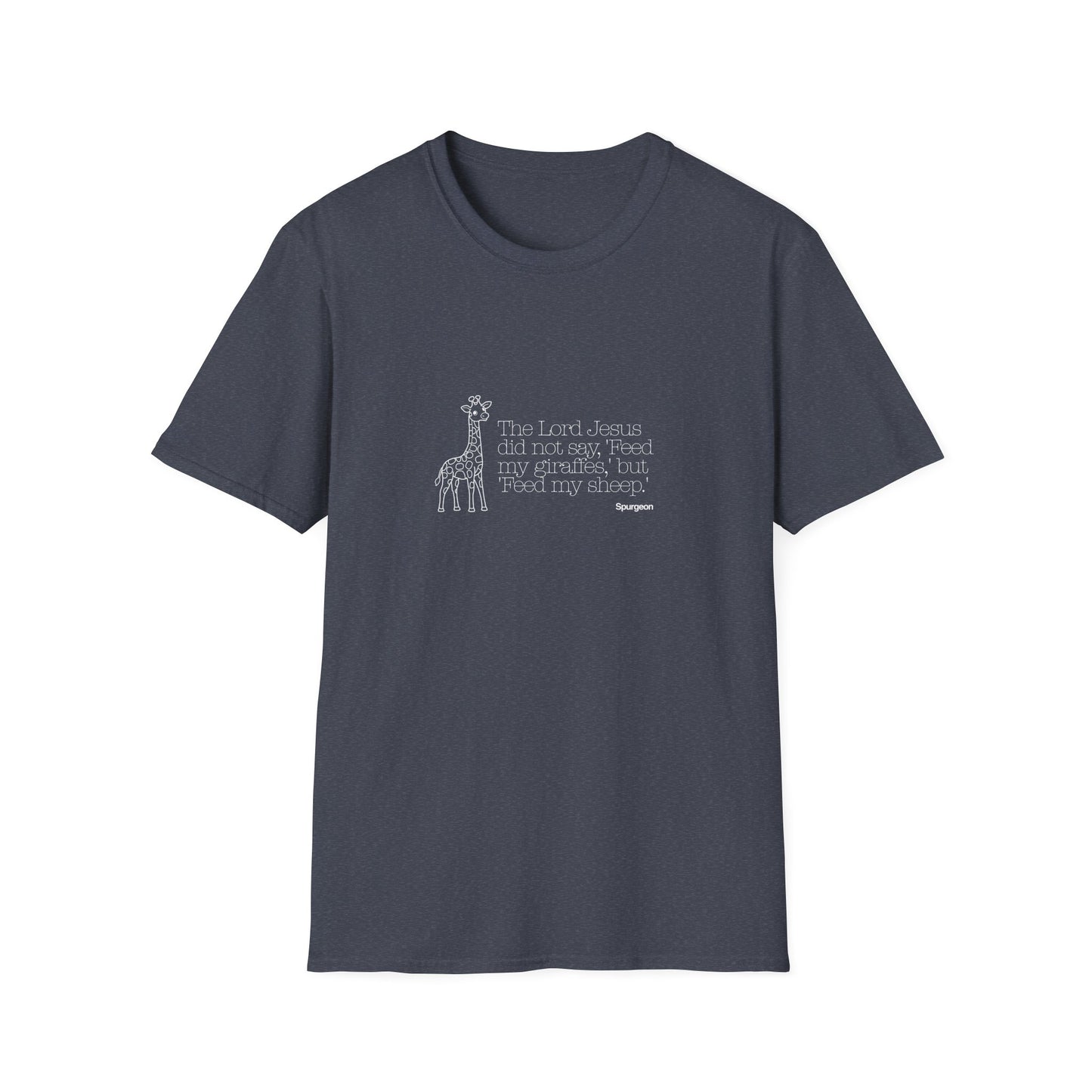 “Feed My Sheep” Spurgeon Giraffe Tee – KidMin Theology Shirt - Unisex Softstyle T-Shirt - Sunday School - Children's Ministry