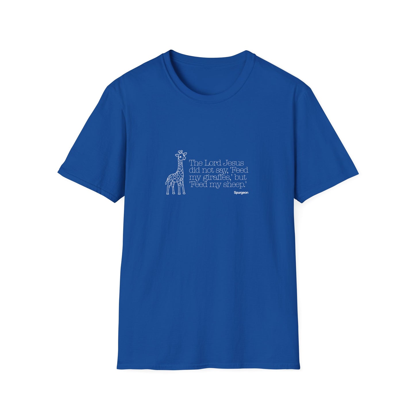“Feed My Sheep” Spurgeon Giraffe Tee – KidMin Theology Shirt - Unisex Softstyle T-Shirt - Sunday School - Children's Ministry