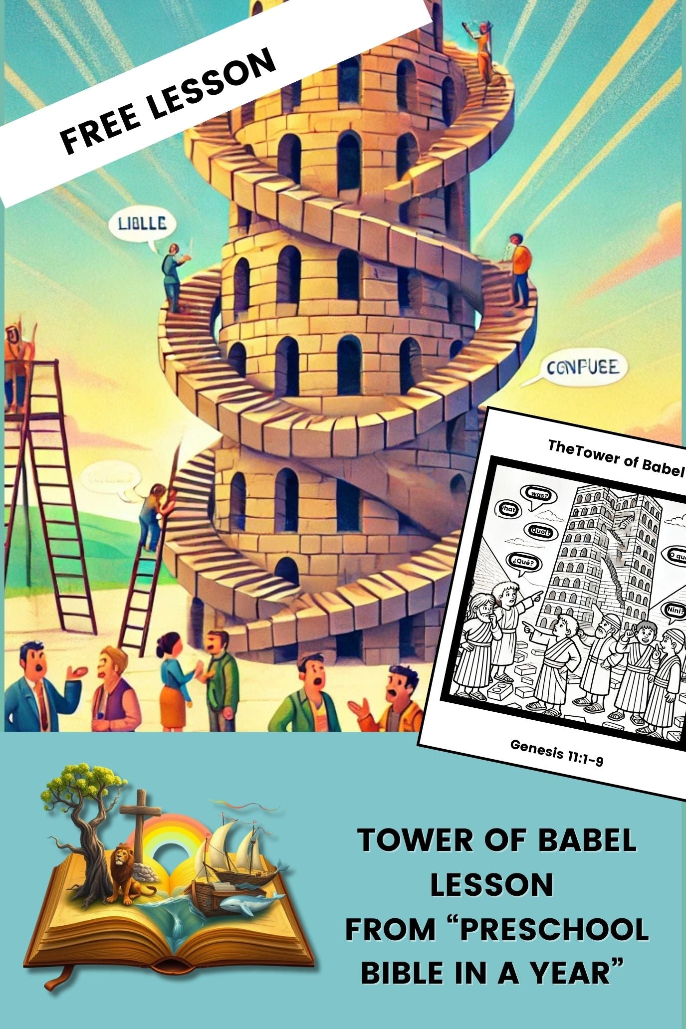 Preschool Bible in a Year - 52 Sunday School Bible Lessons for Ages 2-4 - Chronological Bible Lessons for Preschoolers (download and print)