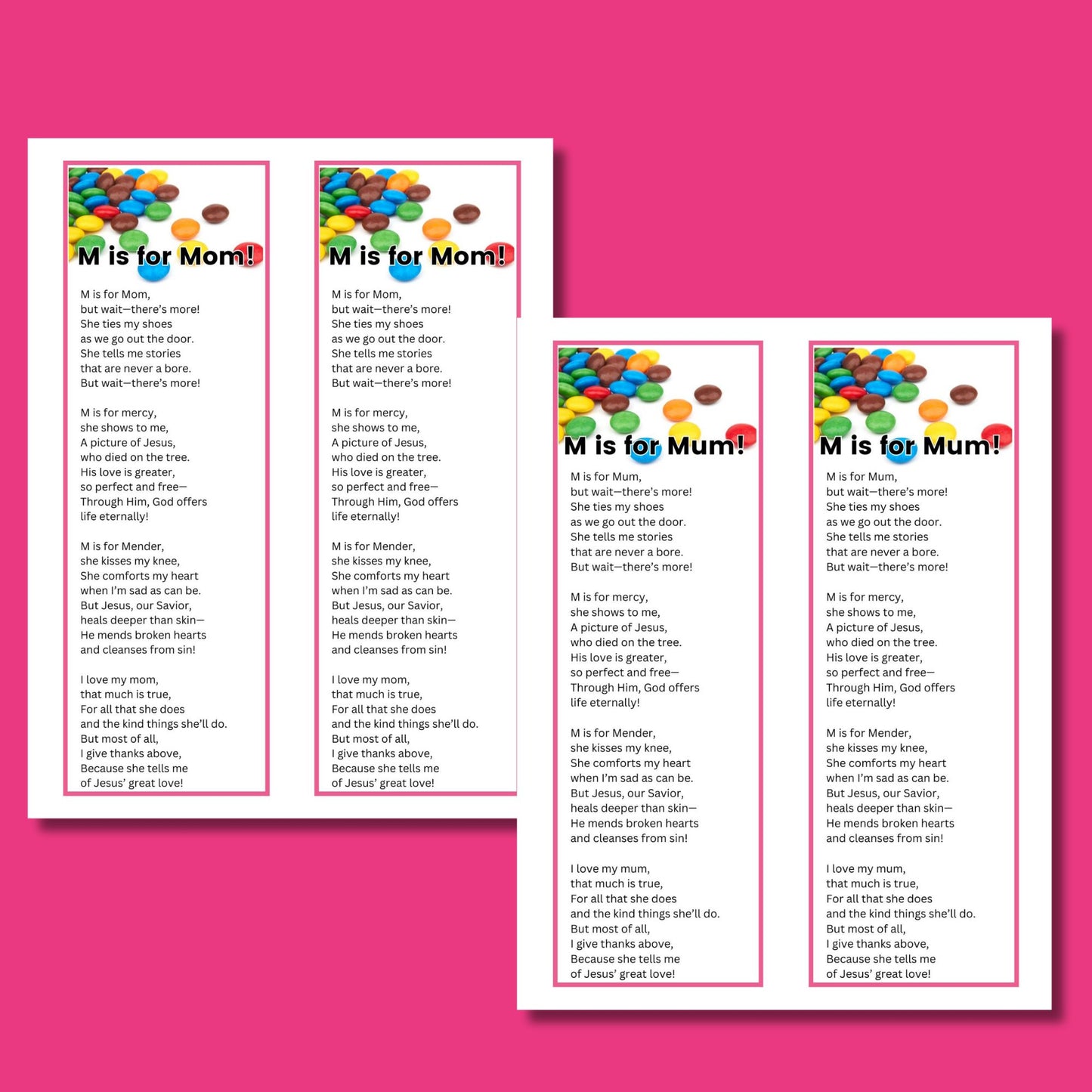 Free "M is for Mom" Poem for Mother's Day | Pair with M&M Candy | Gospel-Centered Church
