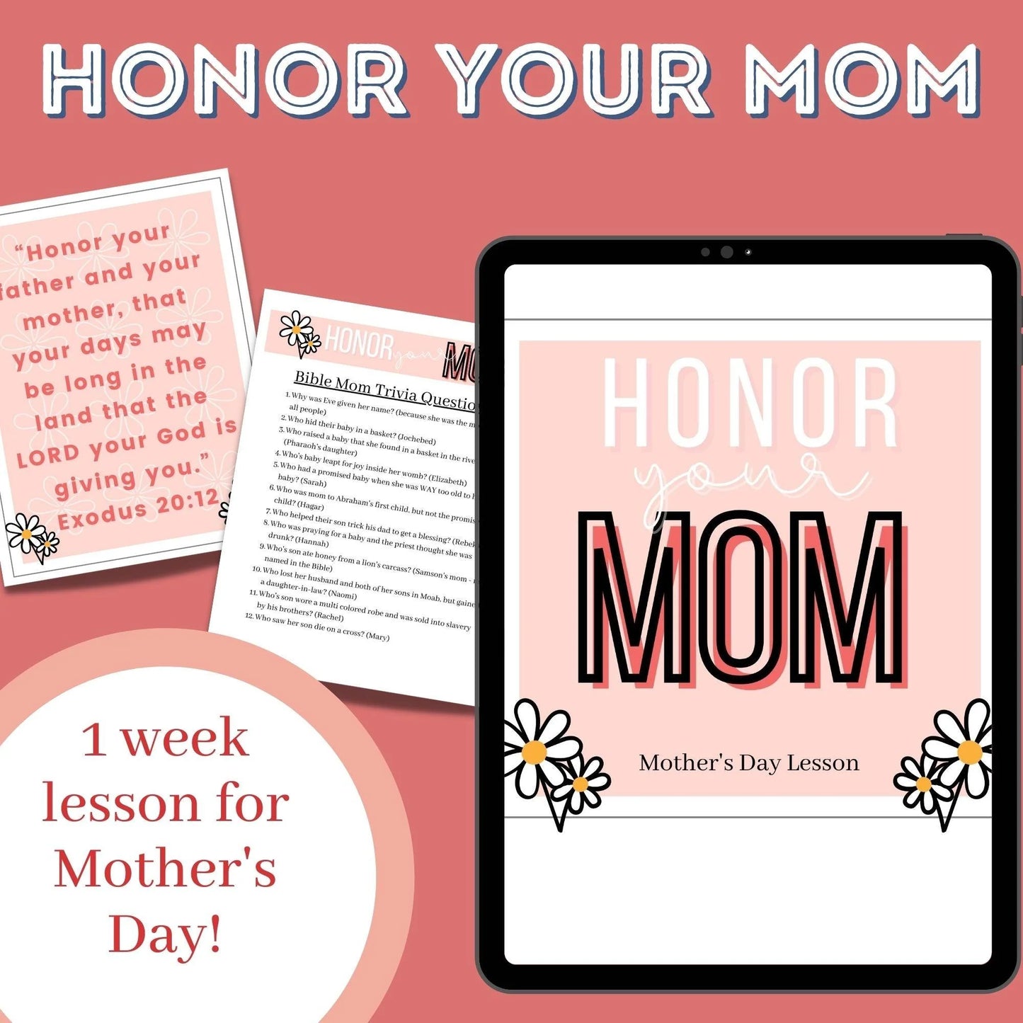 Honor Your Mom - Mother's Day Bible Lesson for ages 5-11 (download only)