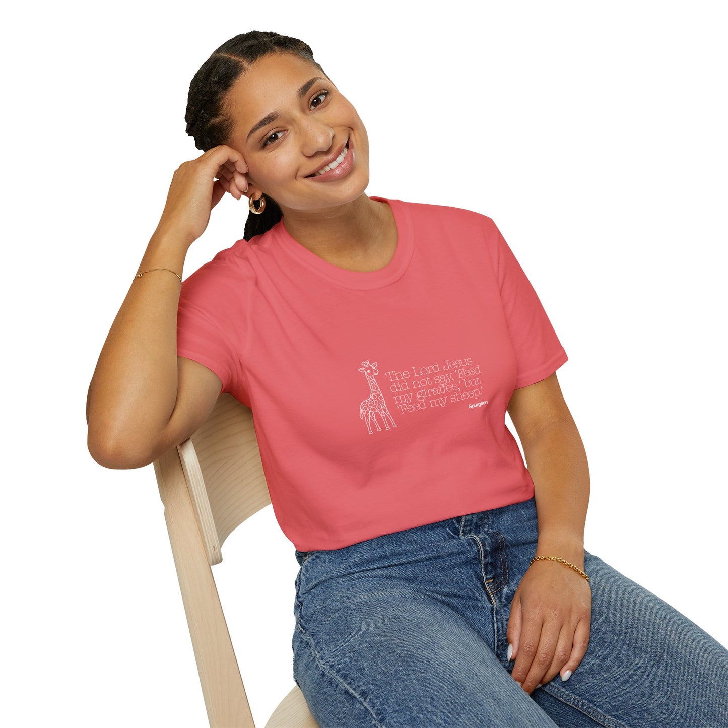 “Feed My Sheep” Spurgeon Giraffe Tee – KidMin Theology Shirt - Unisex Softstyle T-Shirt - Sunday School - Children's Ministry