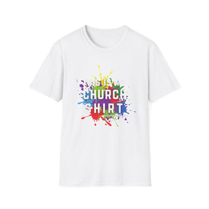 “This Is My Church Shirt” – Color Splash KidMin Tee, Unisex Softstyle Tee, Vibrant Faith Shirt, Christian Casual Wear, Sunday School, Children's Ministry