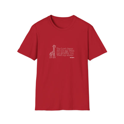 “Feed My Sheep” Spurgeon Giraffe Tee – KidMin Theology Shirt - Unisex Softstyle T-Shirt - Sunday School - Children's Ministry