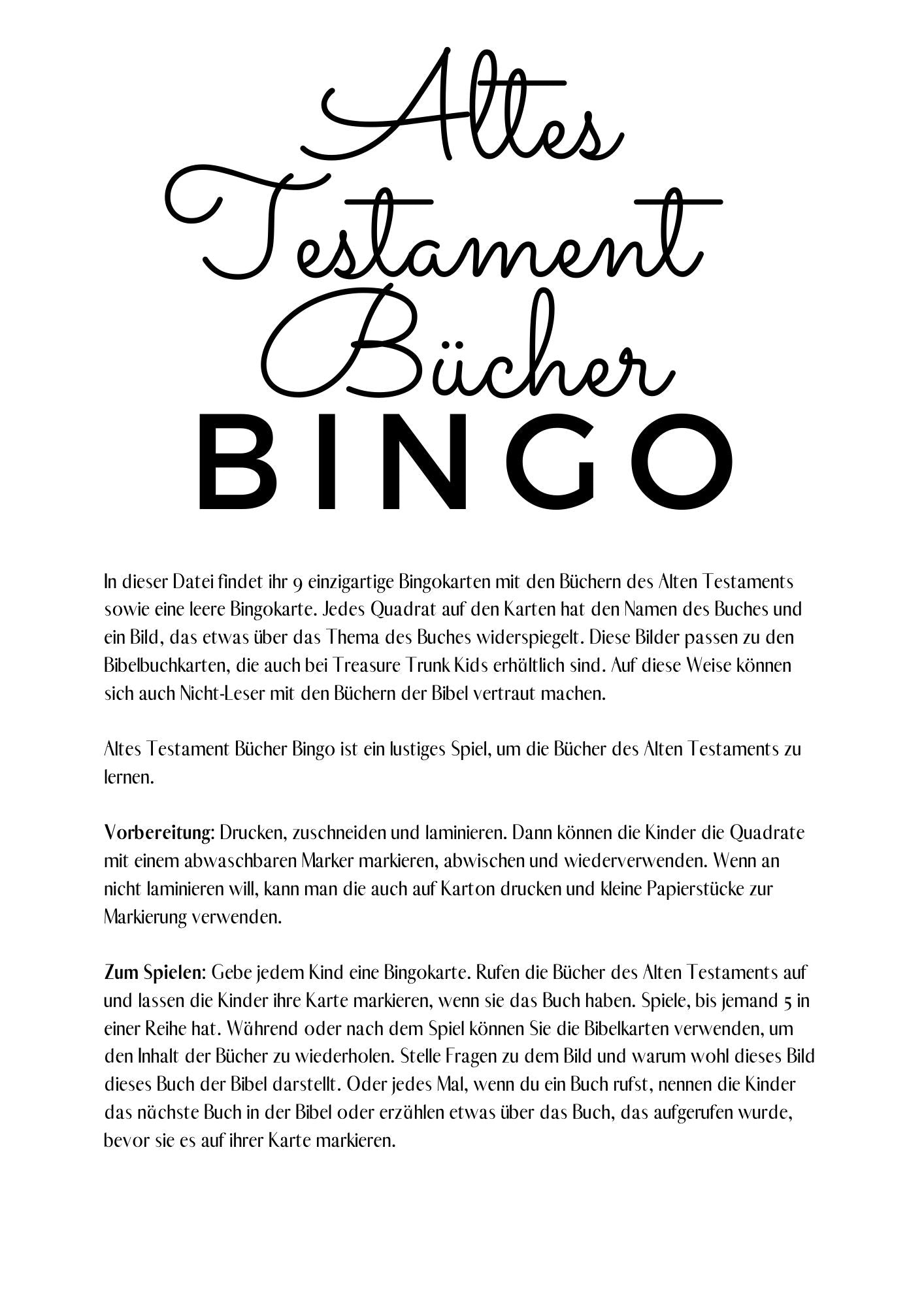 German Old Testament Bingo