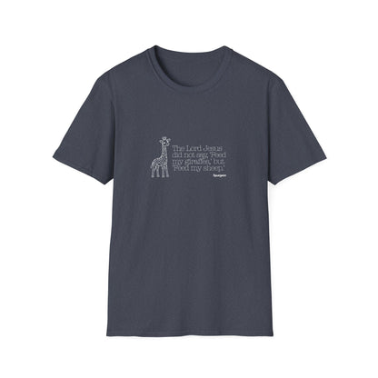 “Feed My Sheep” Spurgeon Giraffe Tee – KidMin Theology Shirt - Unisex Softstyle T-Shirt - Sunday School - Children's Ministry