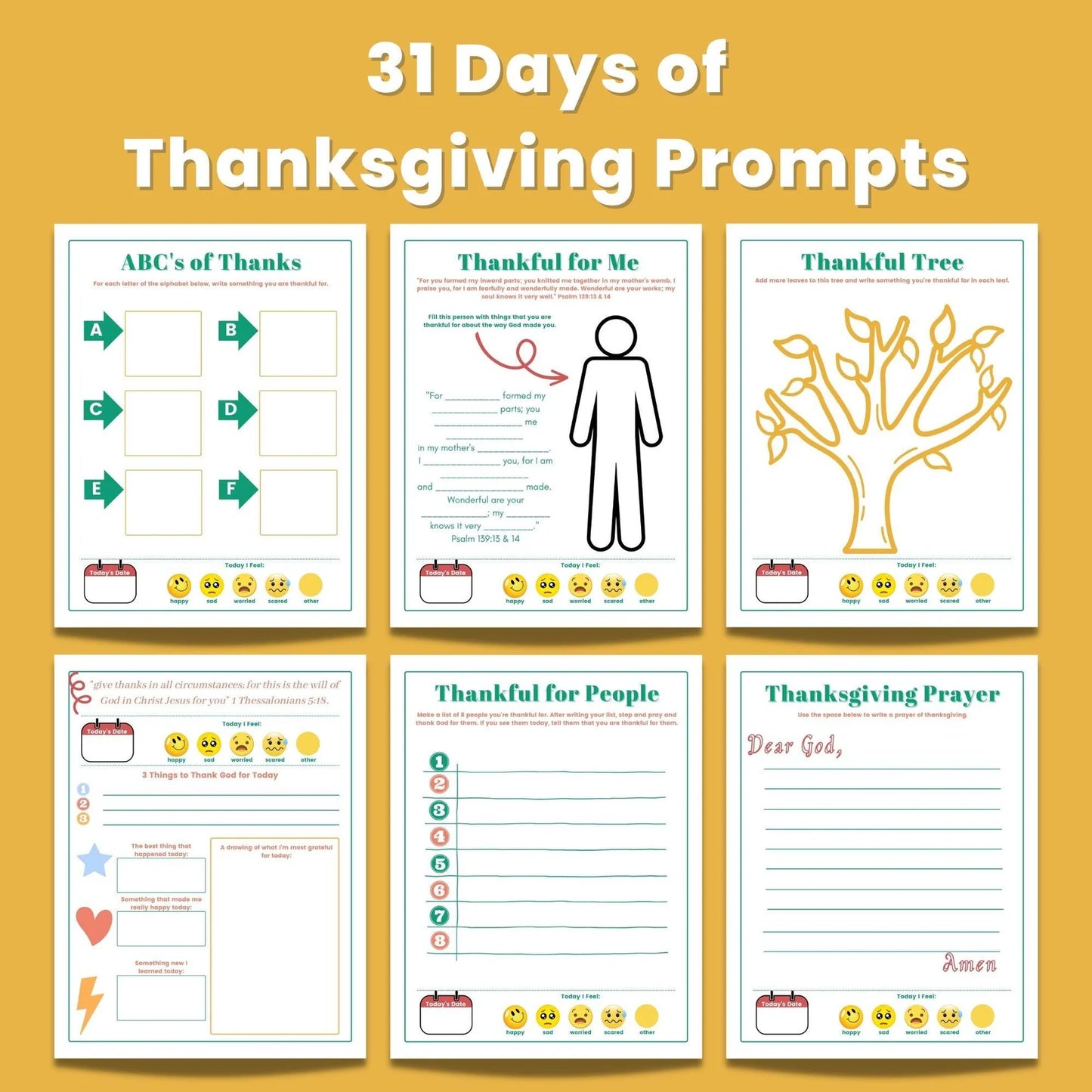 31-Day Thanksgiving Journal for Kids (download only)